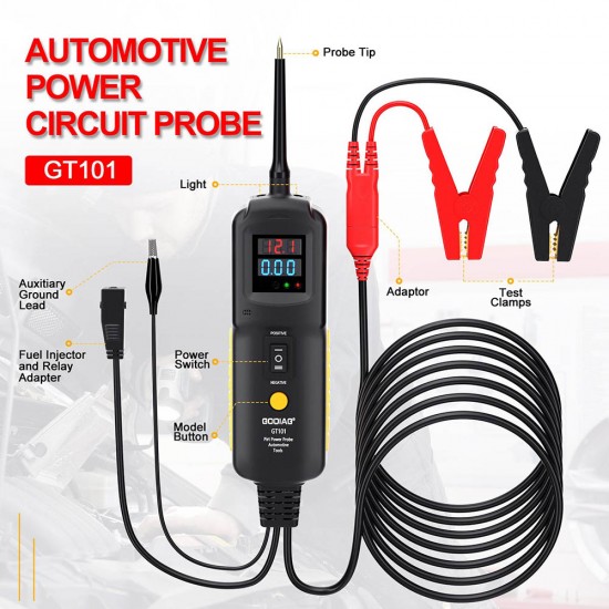GODIAG GT101 PIRT Power Probe+ Car Power Line Fault Finding+ Fuel Injector Cleaning and Testing+ Cur