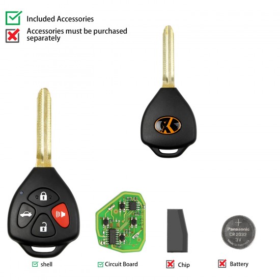 Xhorse XKTO02EN Wired Universal Remote Key Toyota Style Flat 4 Buttons 5pcs