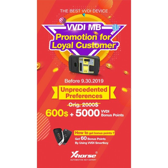 Xhorse VVDI MB Promotion Exchange with 5000 Bonus Points