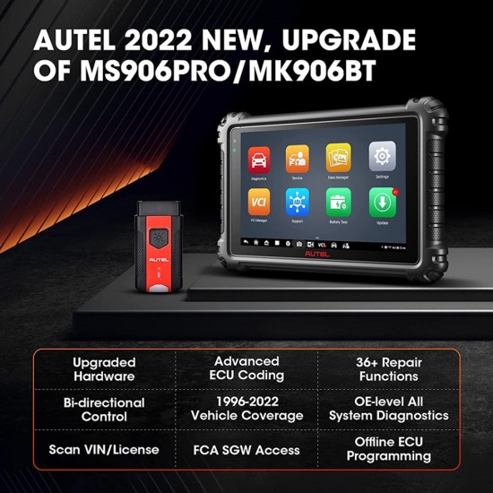 2023 Newest Autel MaxiCOM MK906 PRO Scanner Upgraded of MS906 Pro/MK906BT Diagnostic Tool with Advanced ECU Coding