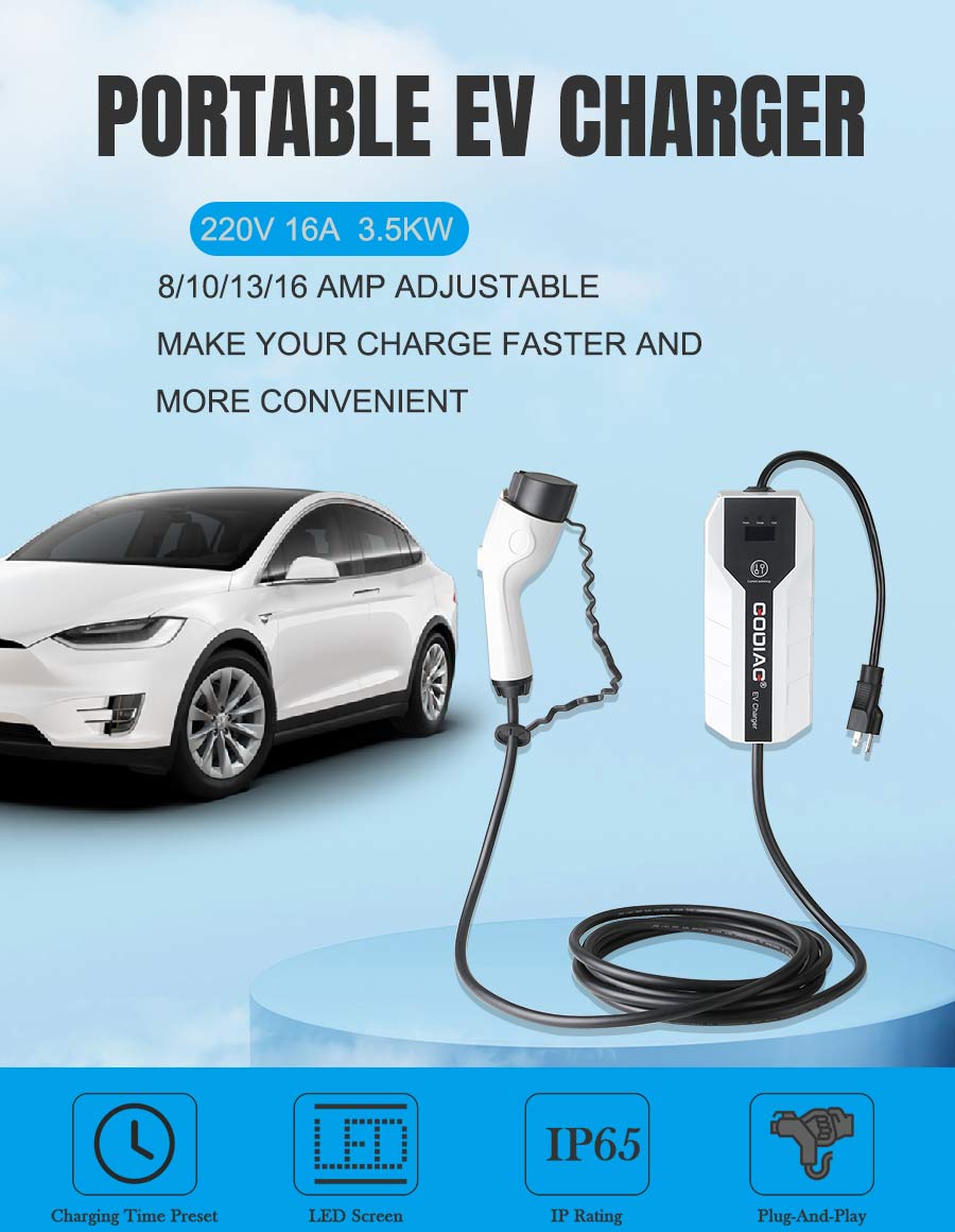 GODIAG-EV-Charger-Portable-Fast-US-Standard-110V220V-dual-Voltage-Modes-16-Amps-with-164ft-Extension-Cord-Compatible-with-J1772-Electric-Vehicles-LD08